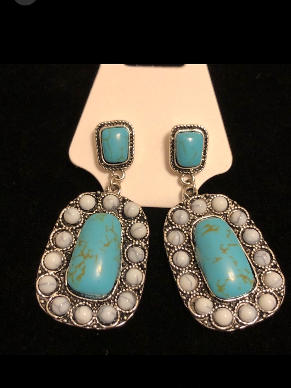 Turquoise and White Drop Earrings - Women Jewelry Earrings